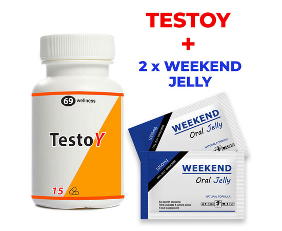 TestoY for Strong Erection 15 capsules + 2 packs of WEEKEND oral jelly for strong erections reviews and discounts sex shop